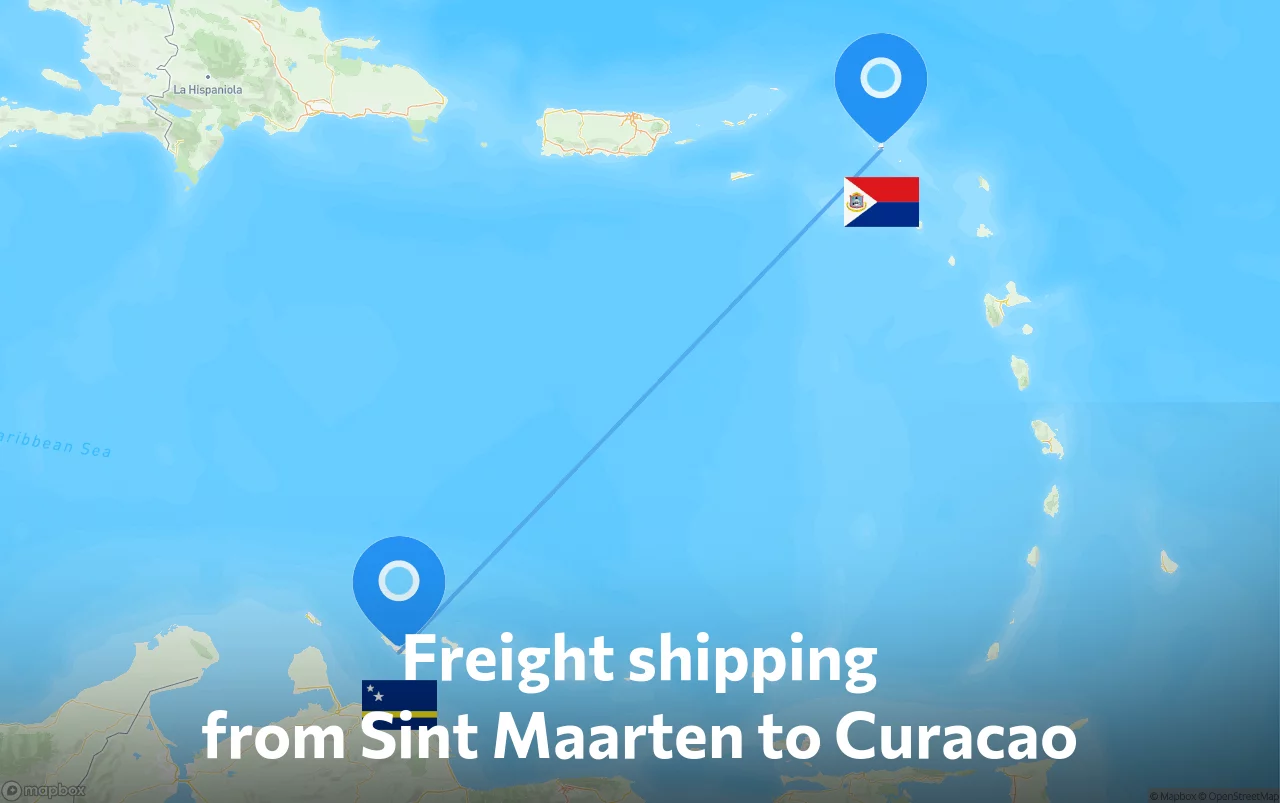 Shipping route from Sint Maarten to Curacao