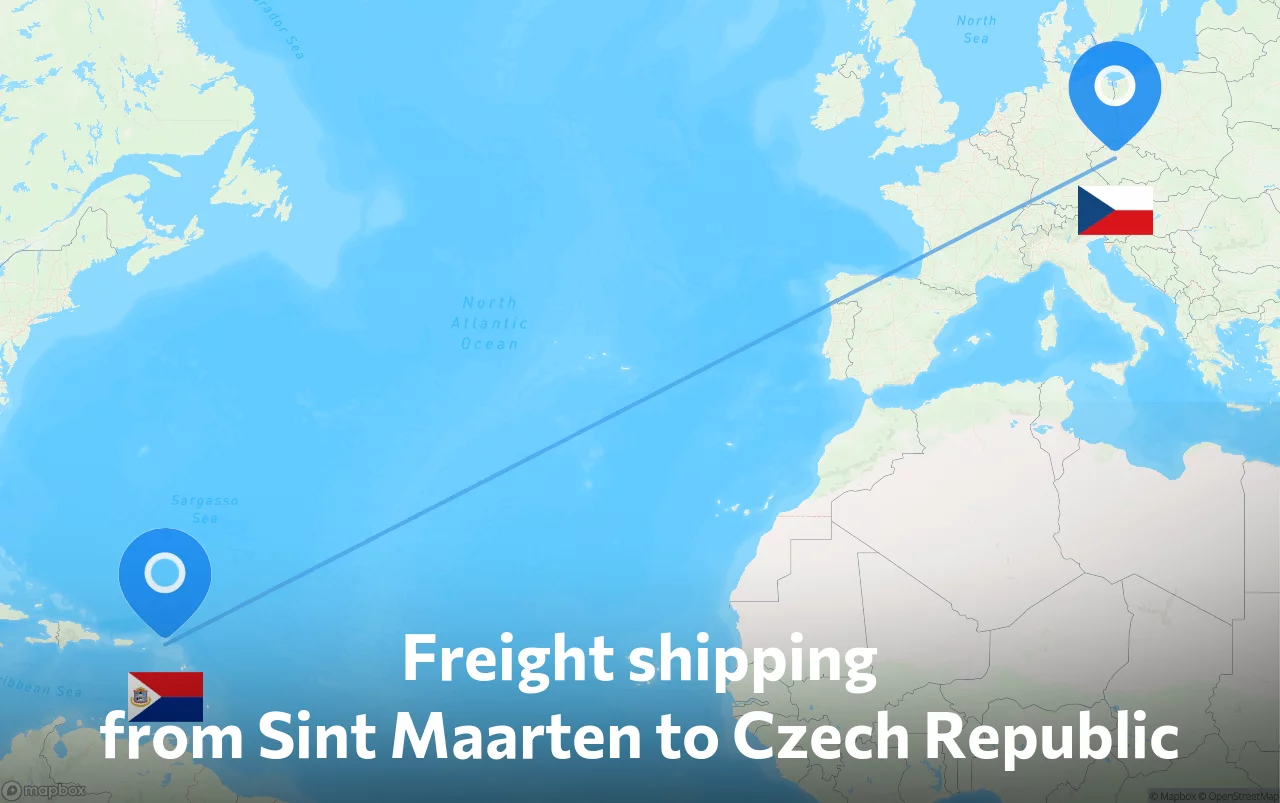 Shipping route from Sint Maarten to Czech Republic
