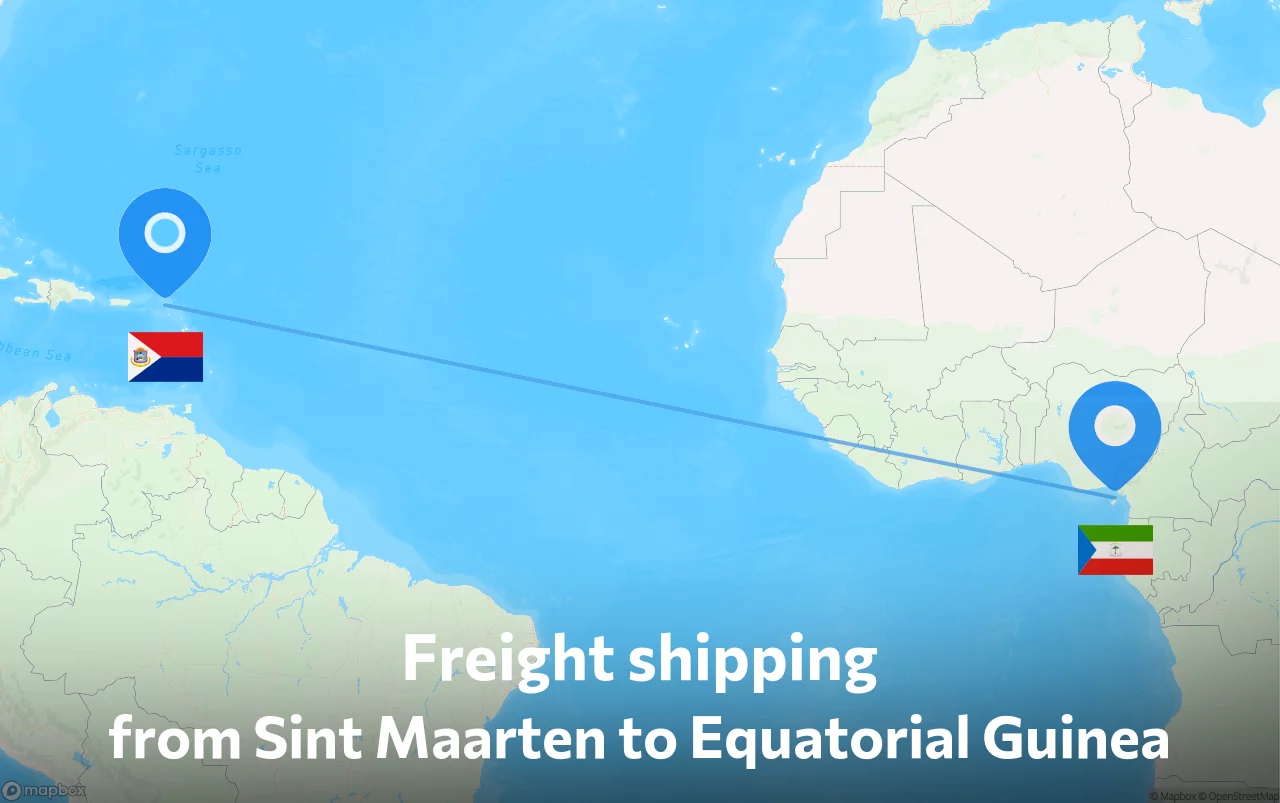 Shipping route from Sint Maarten to Equatorial Guinea