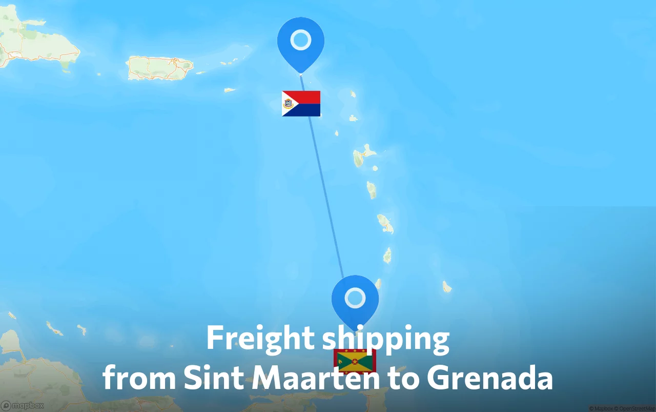 Shipping route from Sint Maarten to Grenada