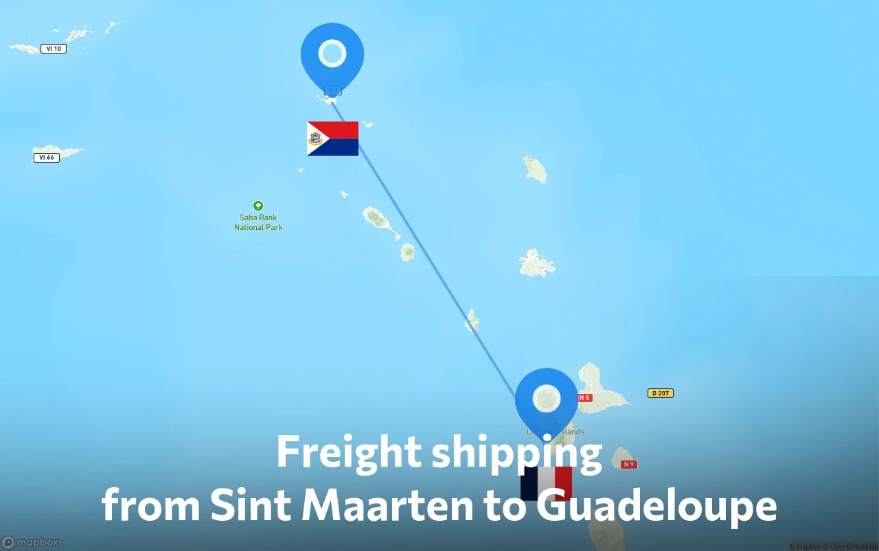 Shipping route from Sint Maarten to Guadeloupe