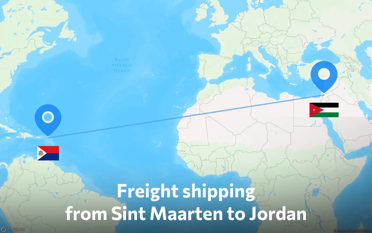 Shipping route from Sint Maarten to Jordan