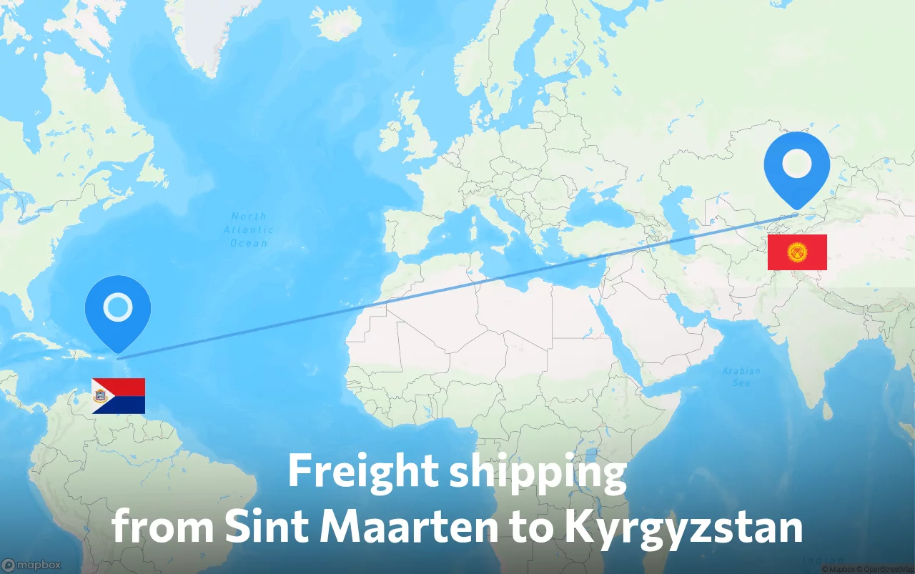 Shipping route from Sint Maarten to Kyrgyzstan