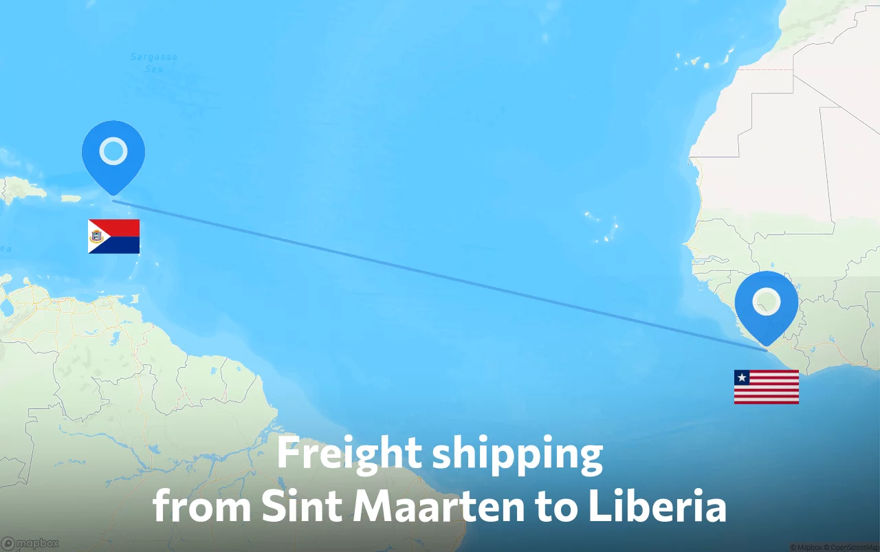 Shipping route from Sint Maarten to Liberia