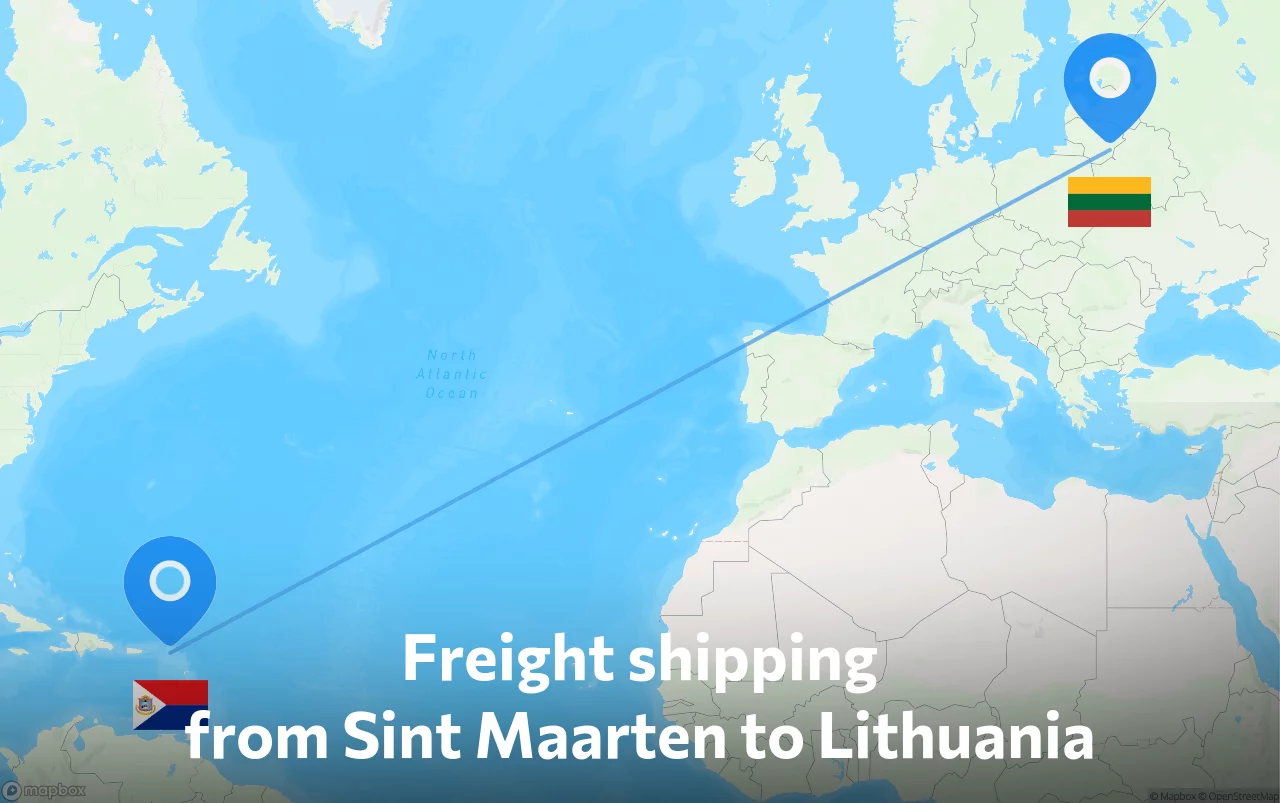 Shipping route from Sint Maarten to Lithuania
