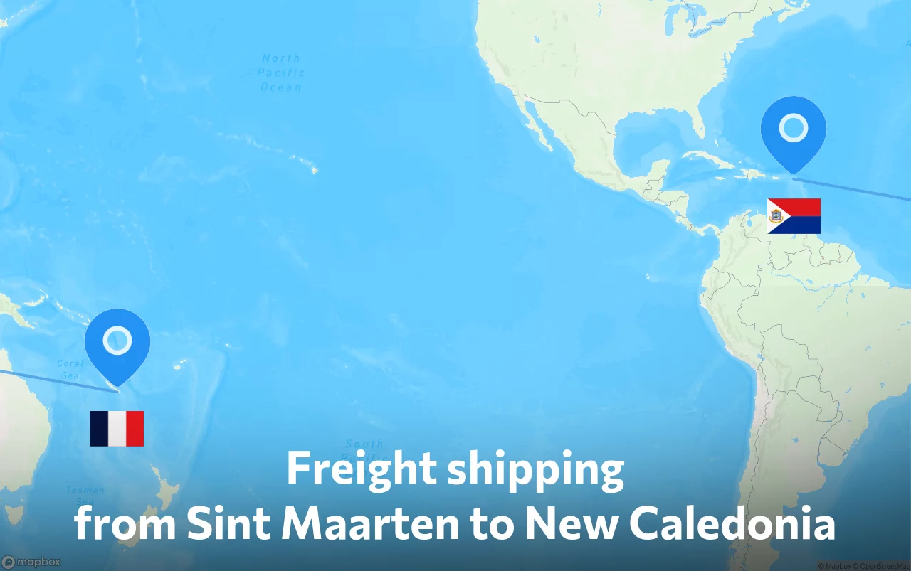 Shipping route from Sint Maarten to New Caledonia