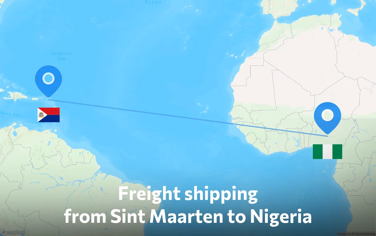 Shipping route from Sint Maarten to Nigeria