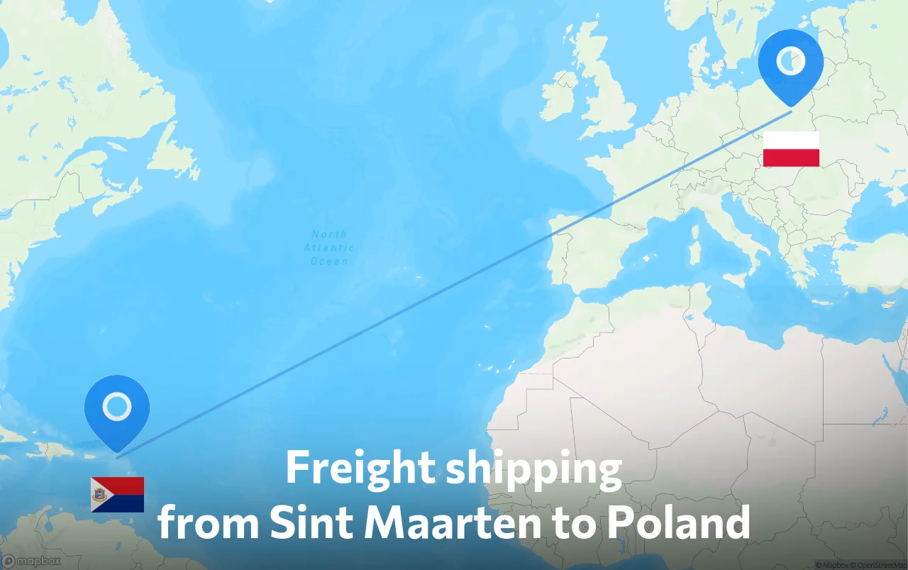 Shipping route from Sint Maarten to Poland