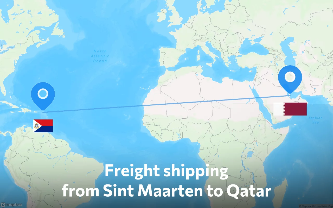 Shipping route from Sint Maarten to Qatar