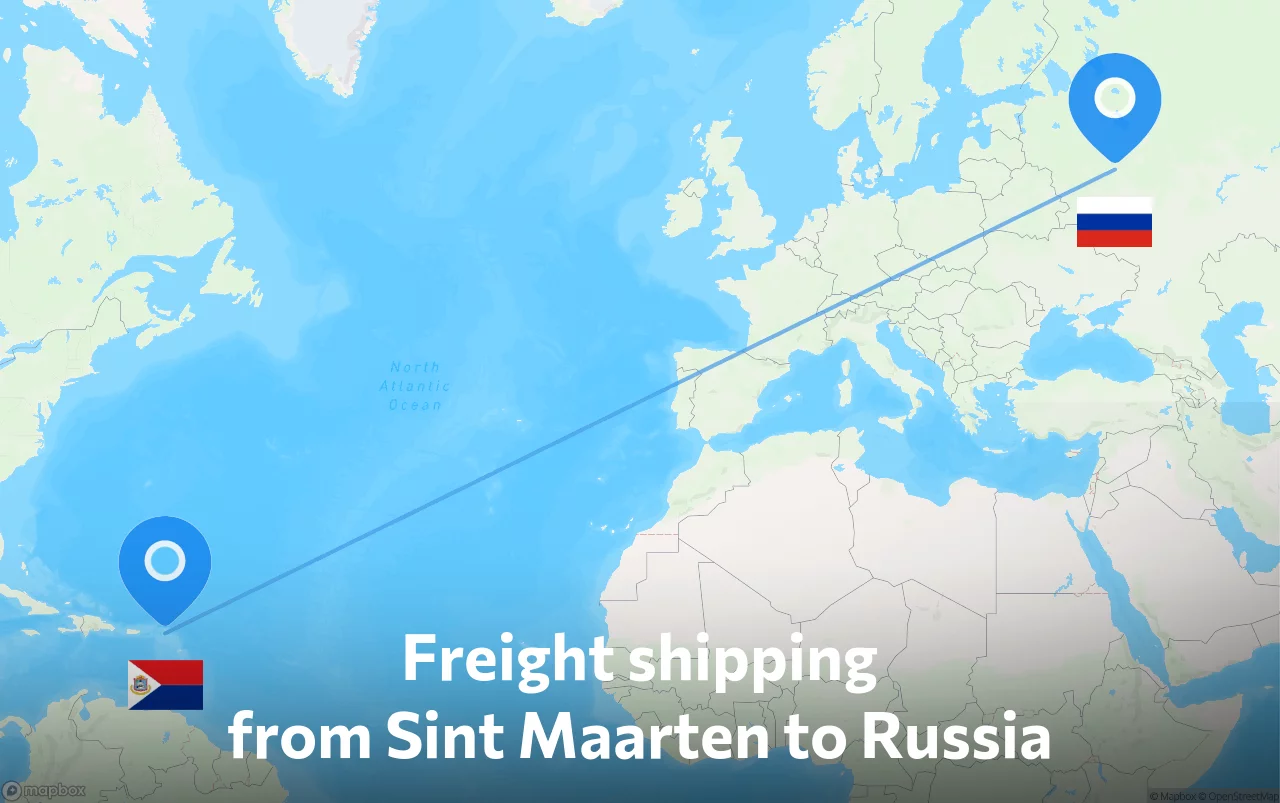 Shipping route from Sint Maarten to Russia