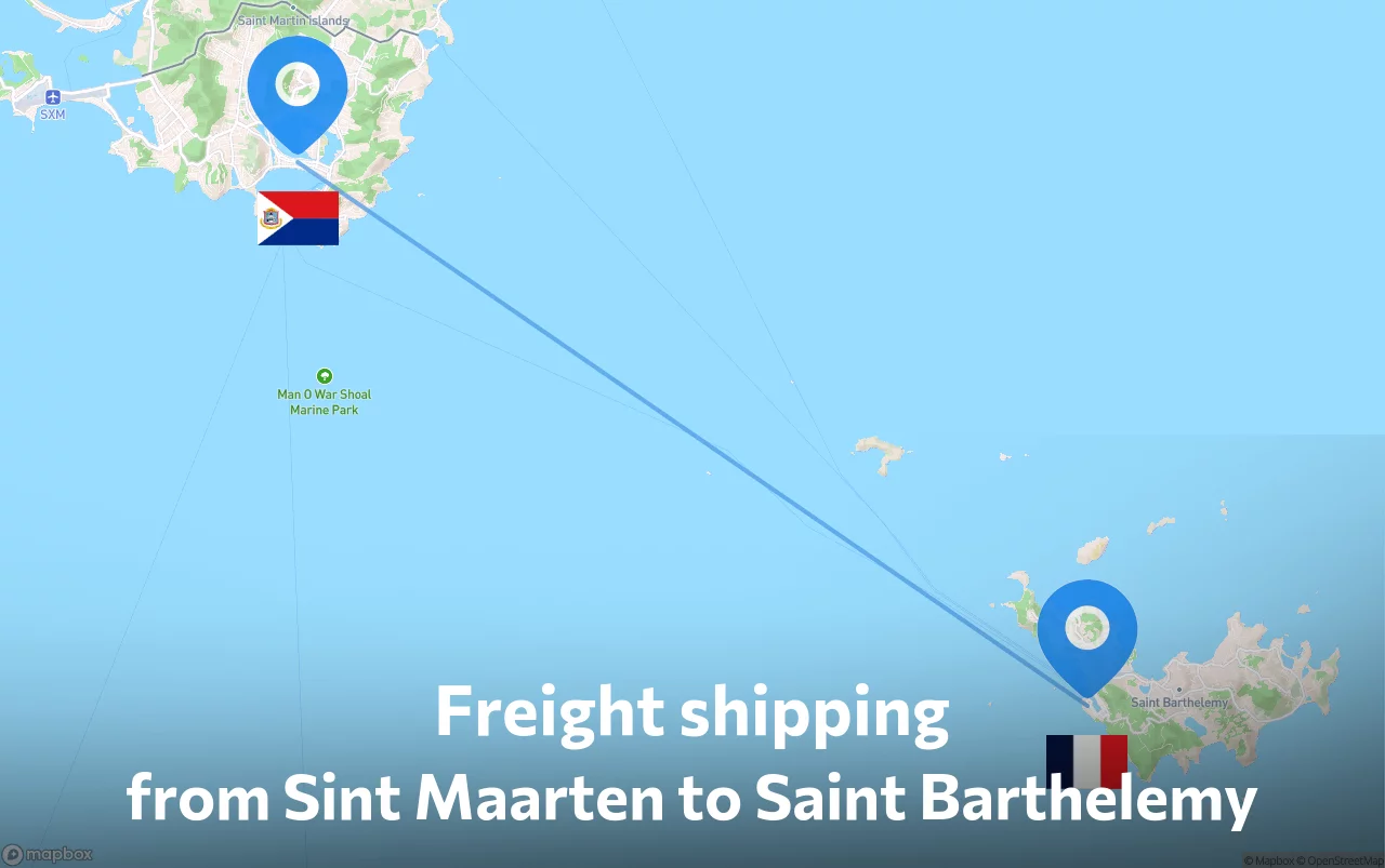 Shipping route from Sint Maarten to Saint Barthelemy