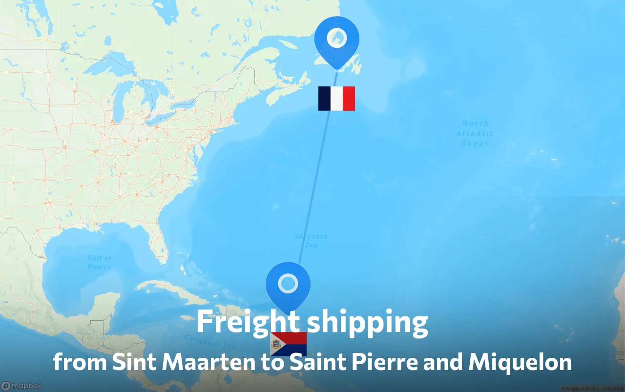 Shipping route from Sint Maarten to Saint Pierre and Miquelon