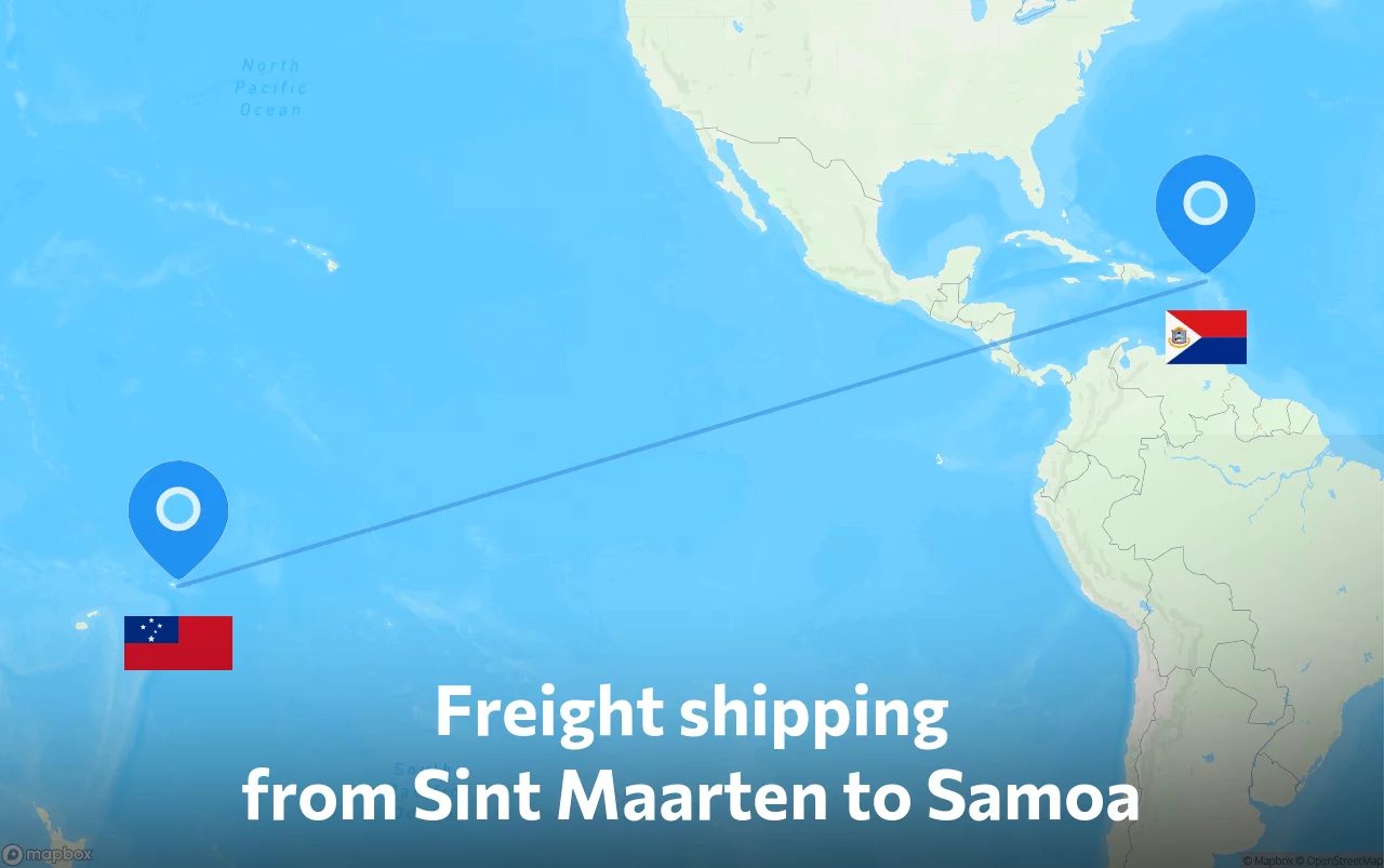Shipping route from Sint Maarten to Samoa