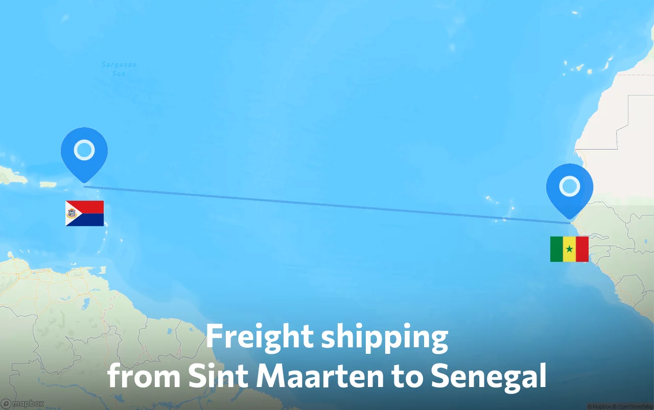 Shipping route from Sint Maarten to Senegal