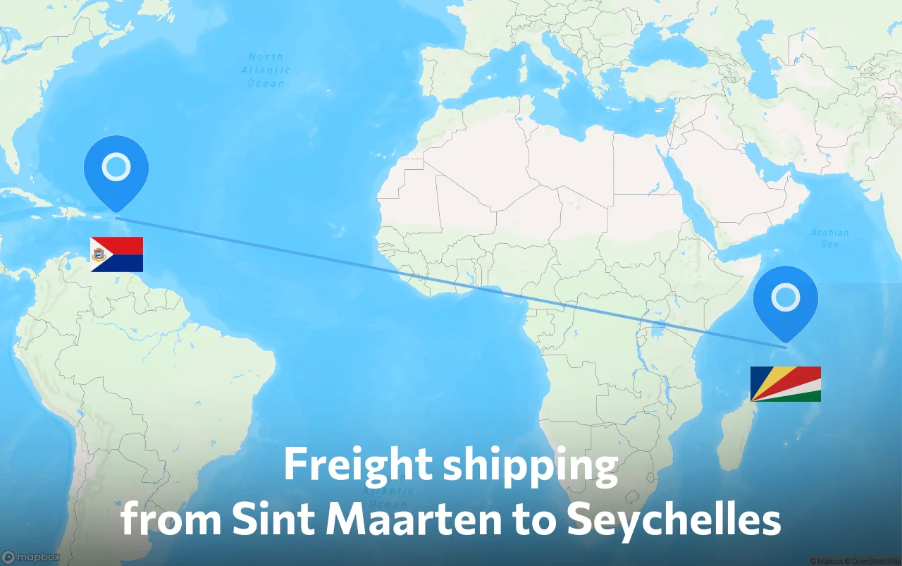 Shipping route from Sint Maarten to Seychelles