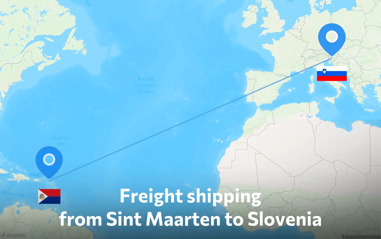 Shipping route from Sint Maarten to Slovenia