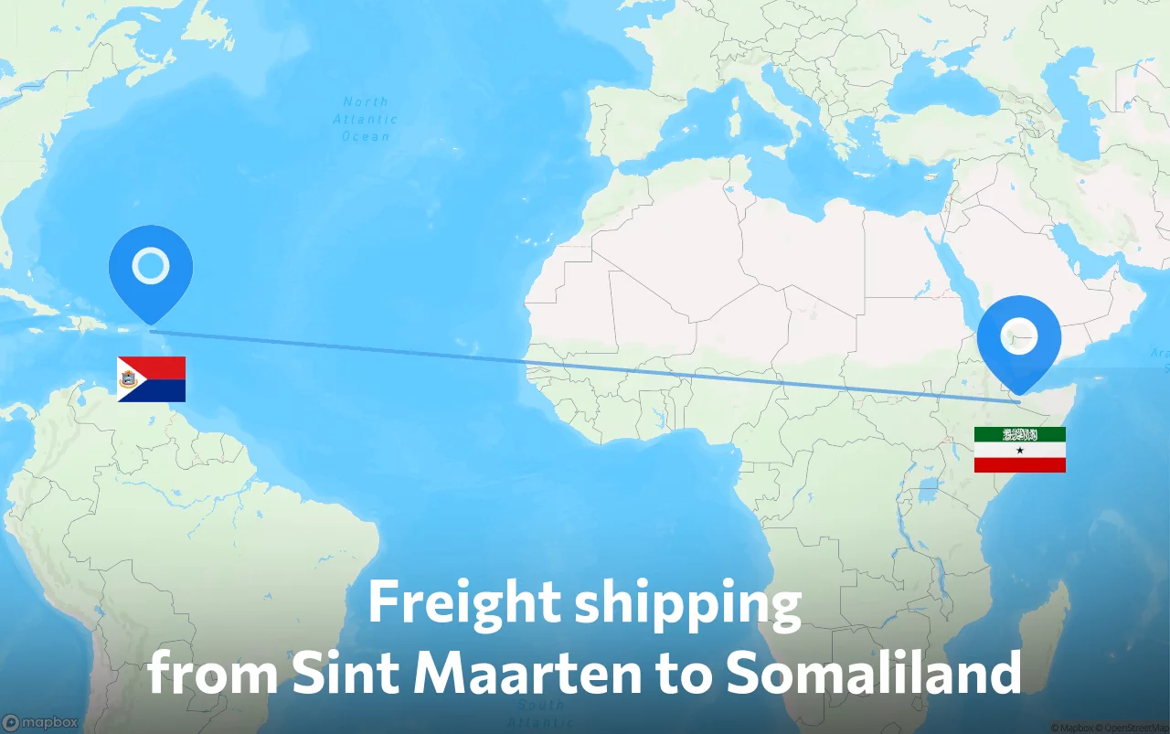 Shipping route from Sint Maarten to Somaliland