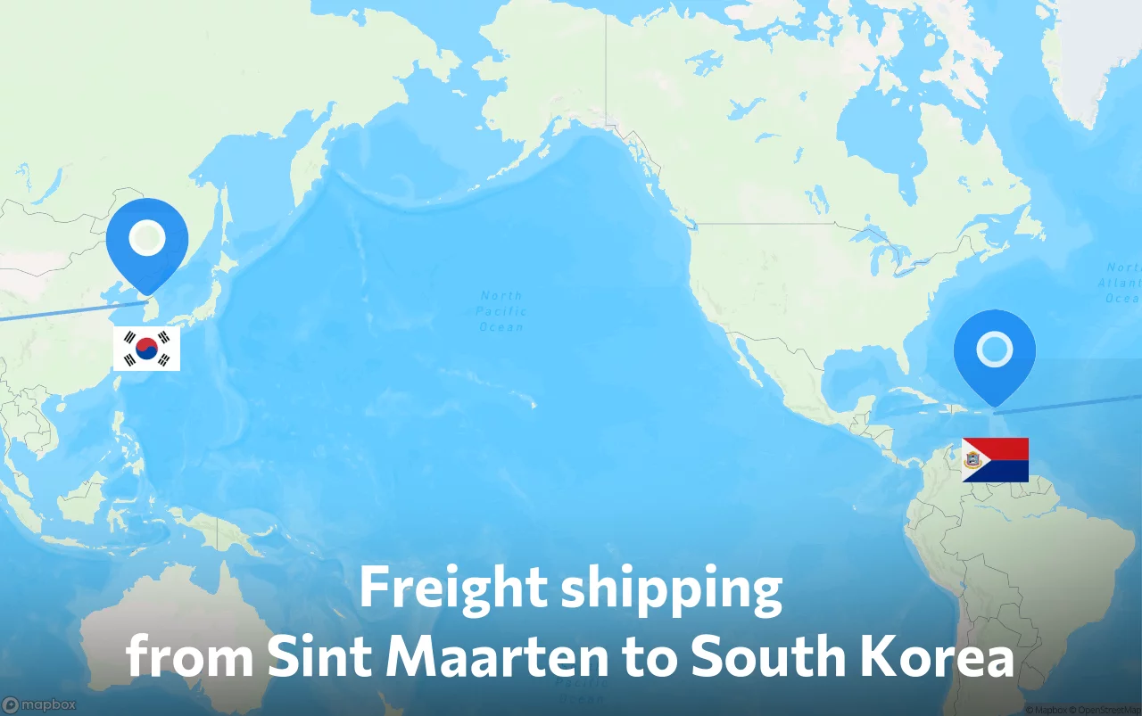 Shipping route from Sint Maarten to South Korea