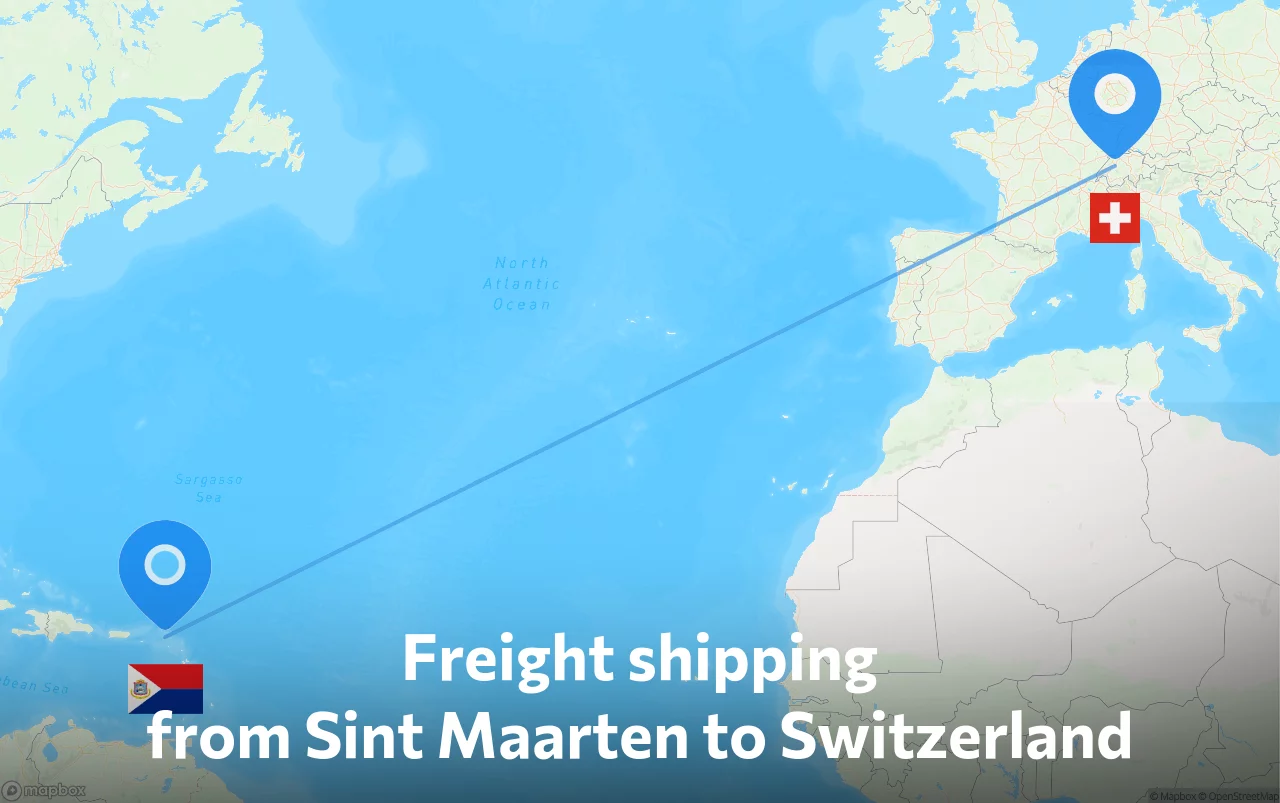 Shipping route from Sint Maarten to Switzerland