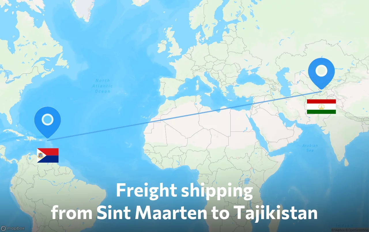 Shipping route from Sint Maarten to Tajikistan