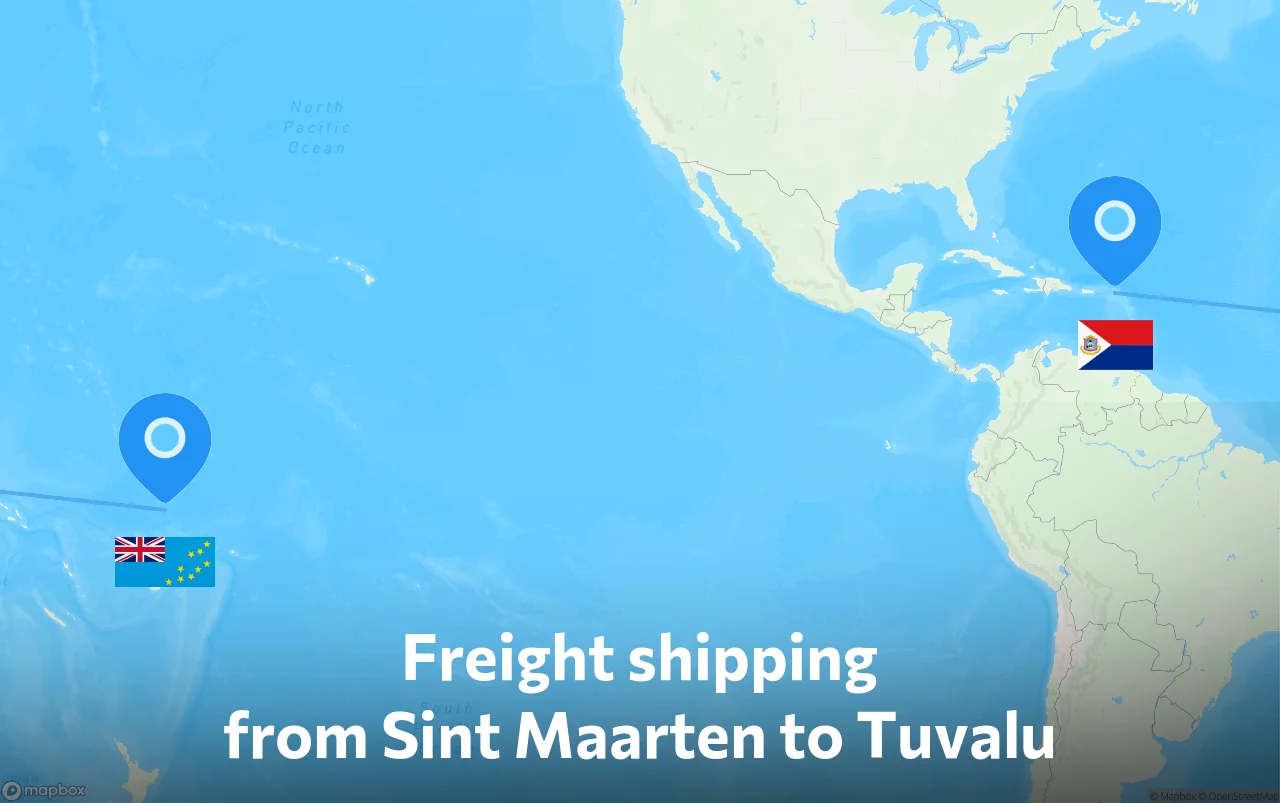 Shipping route from Sint Maarten to Tuvalu