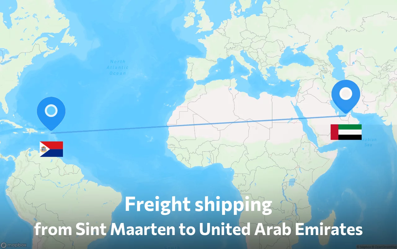 Shipping route from Sint Maarten to United Arab Emirates