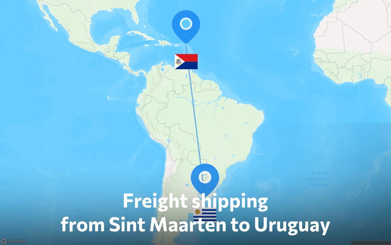 Shipping route from Sint Maarten to Uruguay