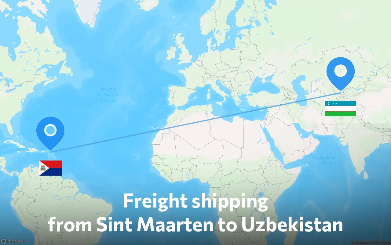 Shipping route from Sint Maarten to Uzbekistan