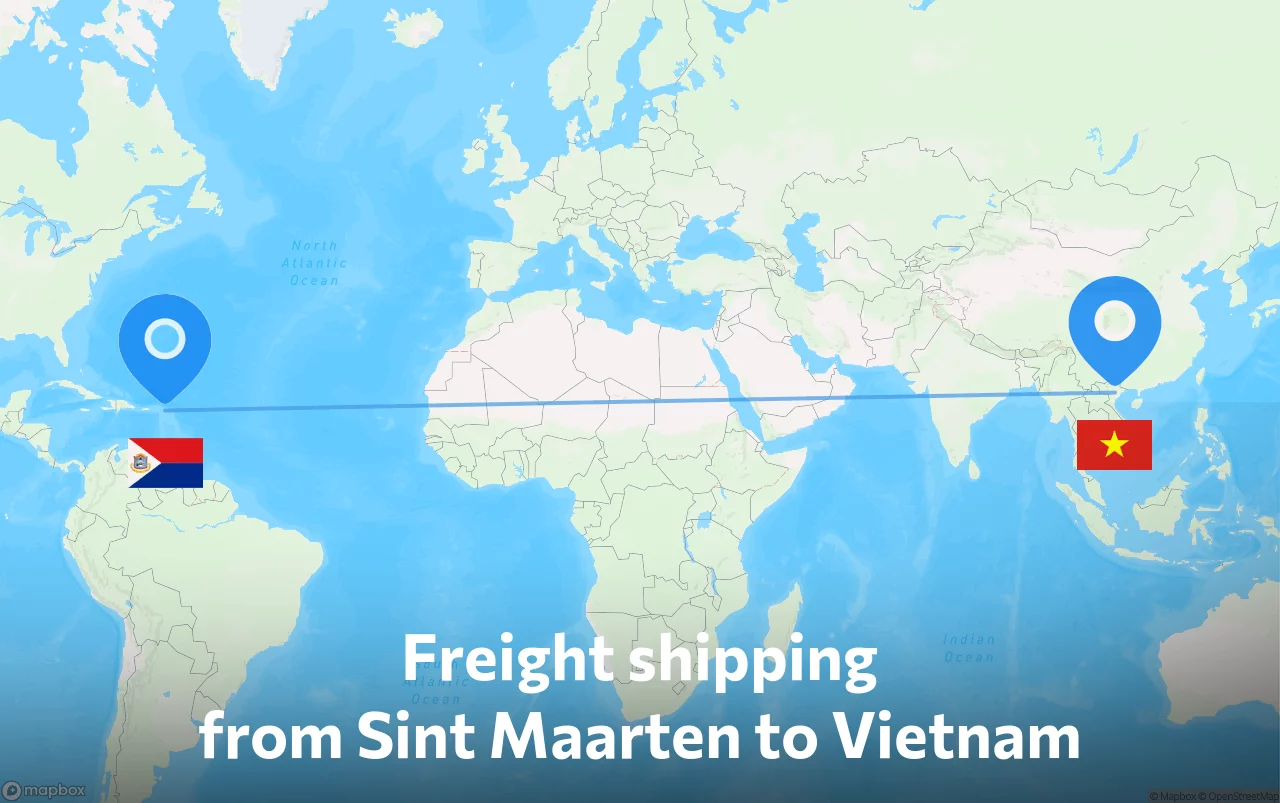 Shipping route from Sint Maarten to Vietnam