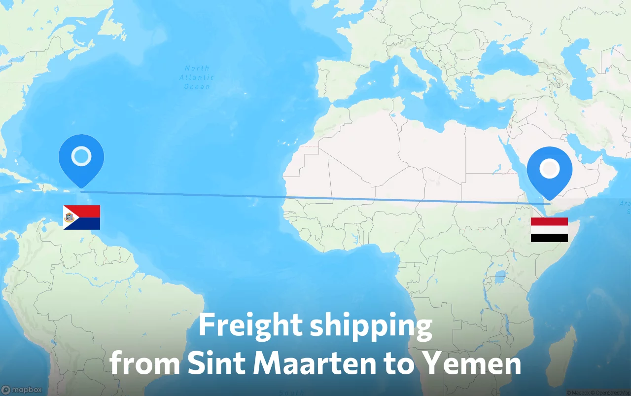 Shipping route from Sint Maarten to Yemen
