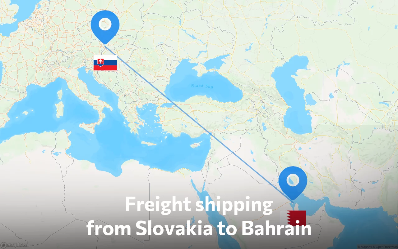 Shipping route from Slovakia to Bahrain