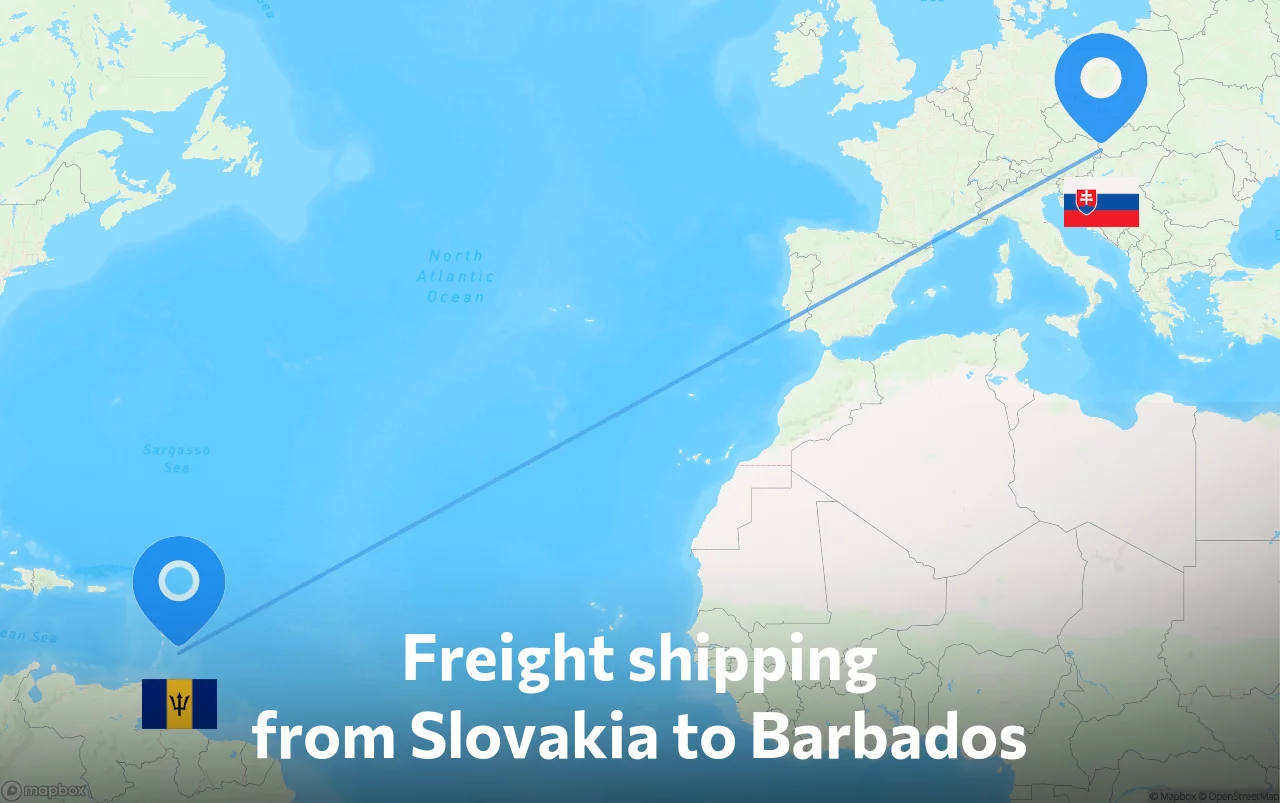 Shipping route from Slovakia to Barbados