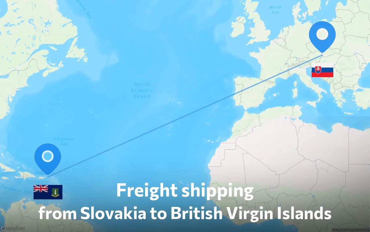 Shipping route from Slovakia to British Virgin Islands