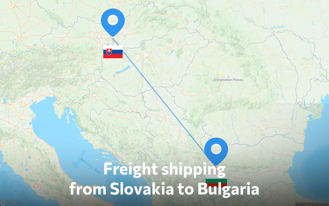 Shipping route from Slovakia to Bulgaria