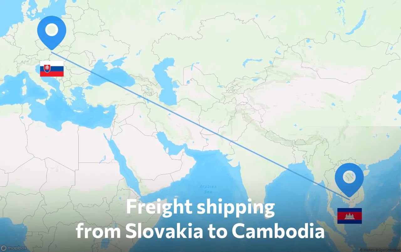 Shipping route from Slovakia to Cambodia