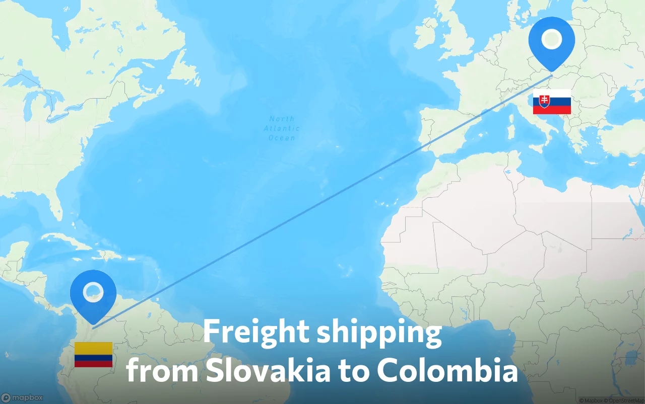 Shipping route from Slovakia to Colombia