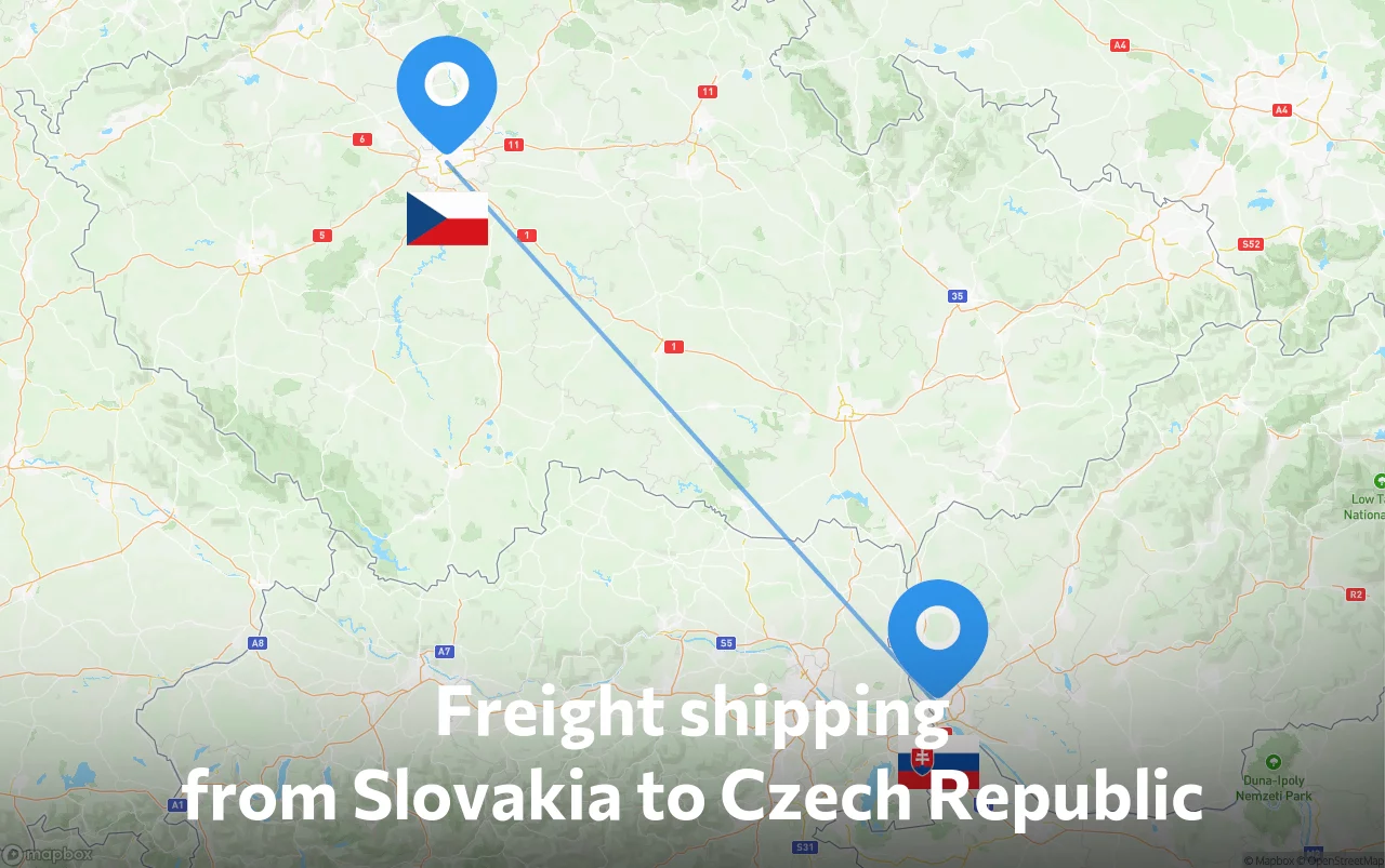 Shipping route from Slovakia to Czech Republic
