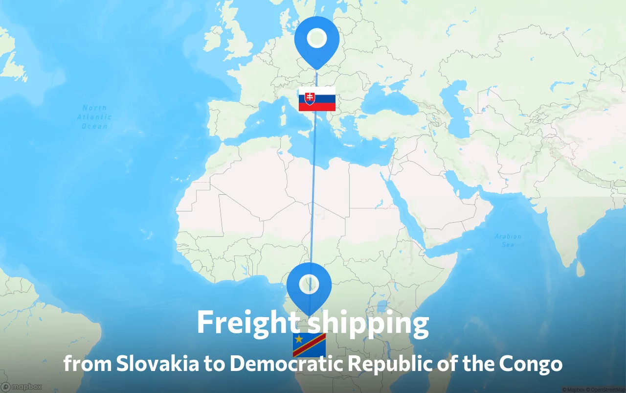 Shipping route from Slovakia to Democratic Republic of the Congo