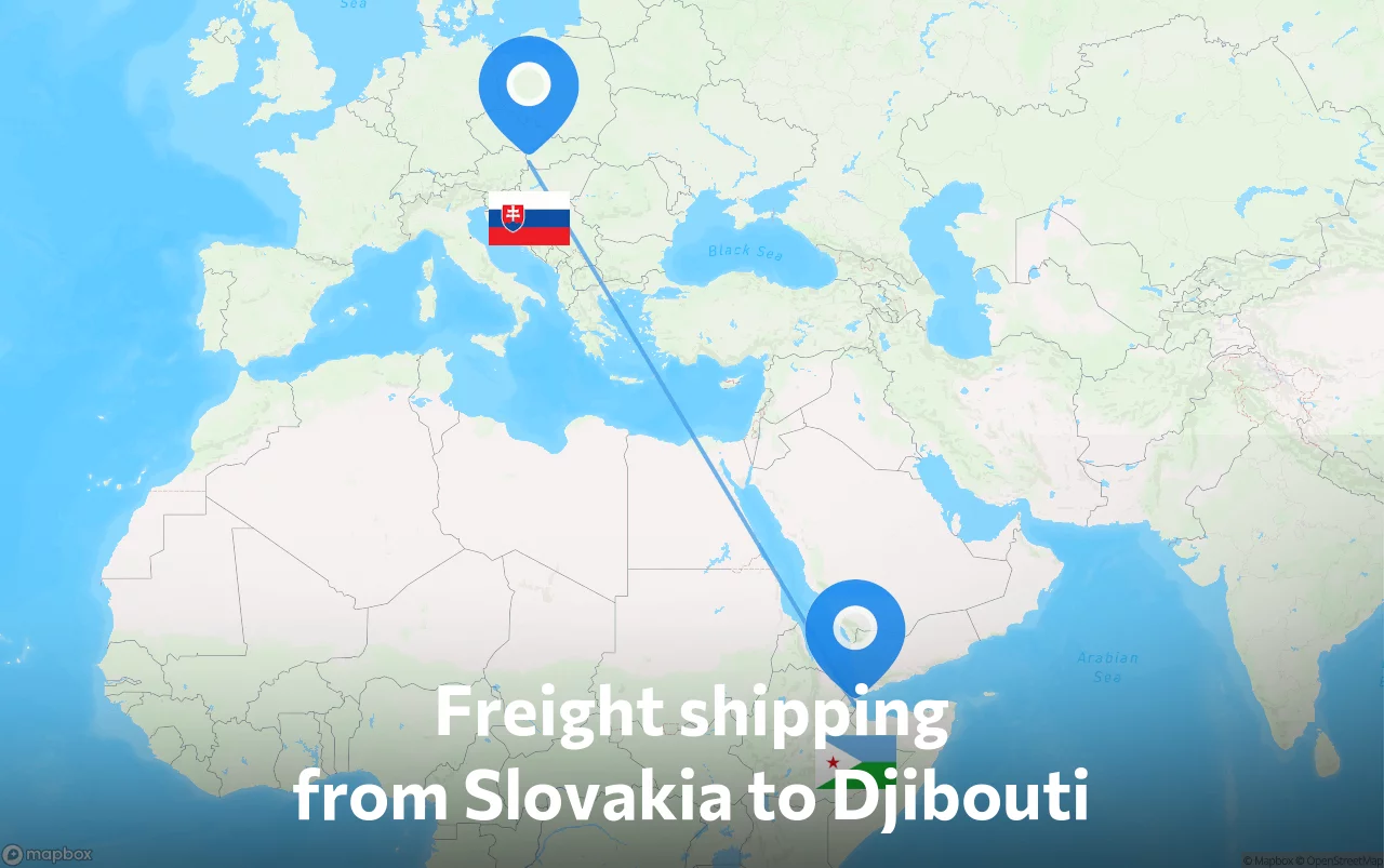 Shipping route from Slovakia to Djibouti