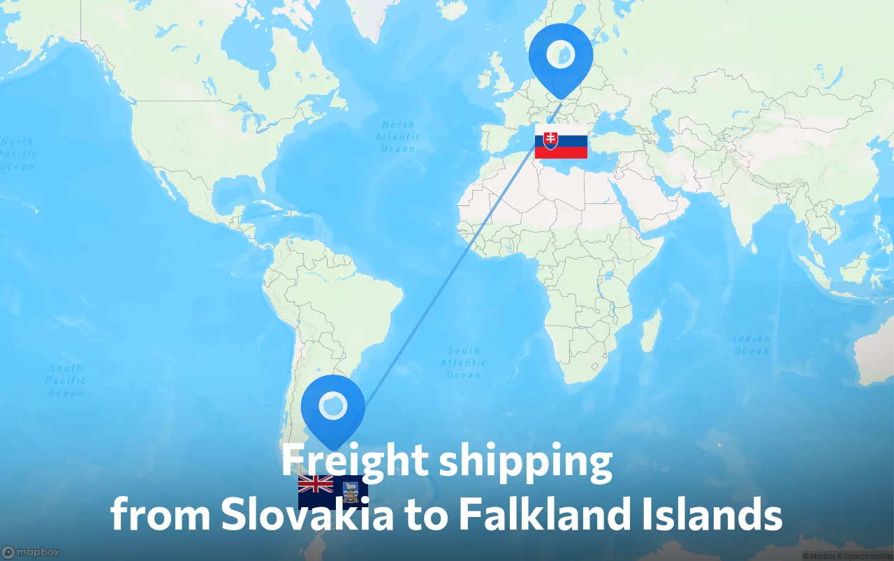 Shipping route from Slovakia to Falkland Islands