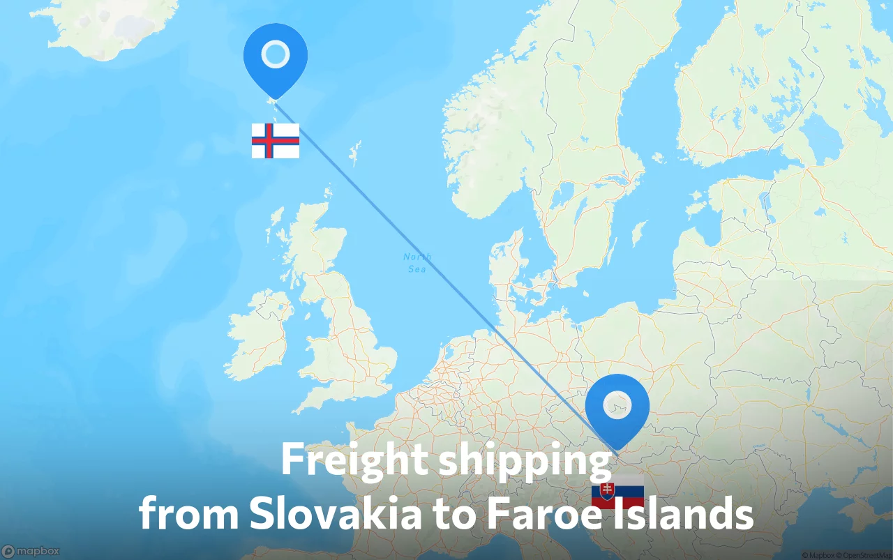 Shipping route from Slovakia to Faroe Islands