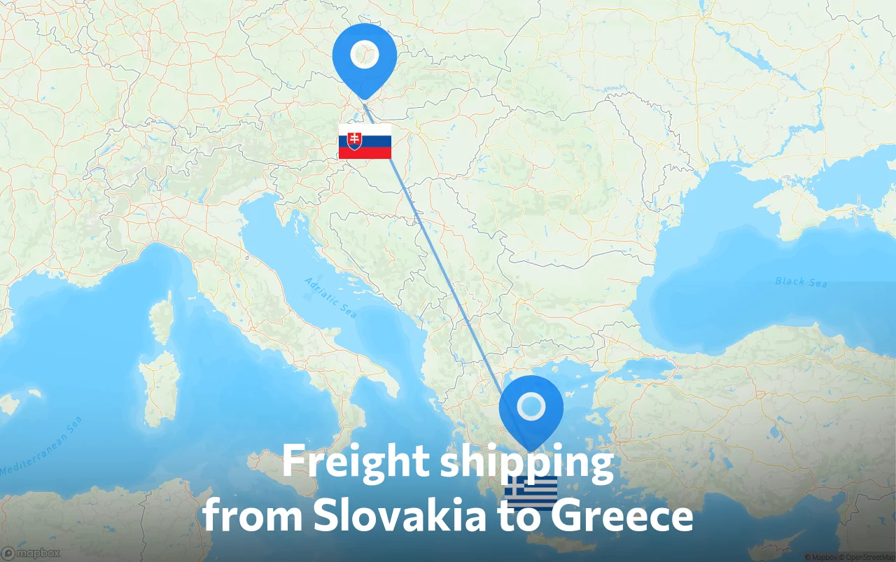 Shipping route from Slovakia to Greece