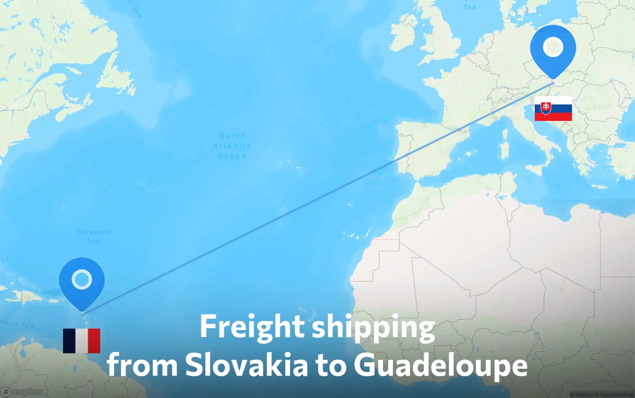 Shipping route from Slovakia to Guadeloupe