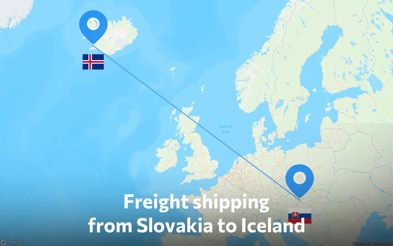 Shipping route from Slovakia to Iceland