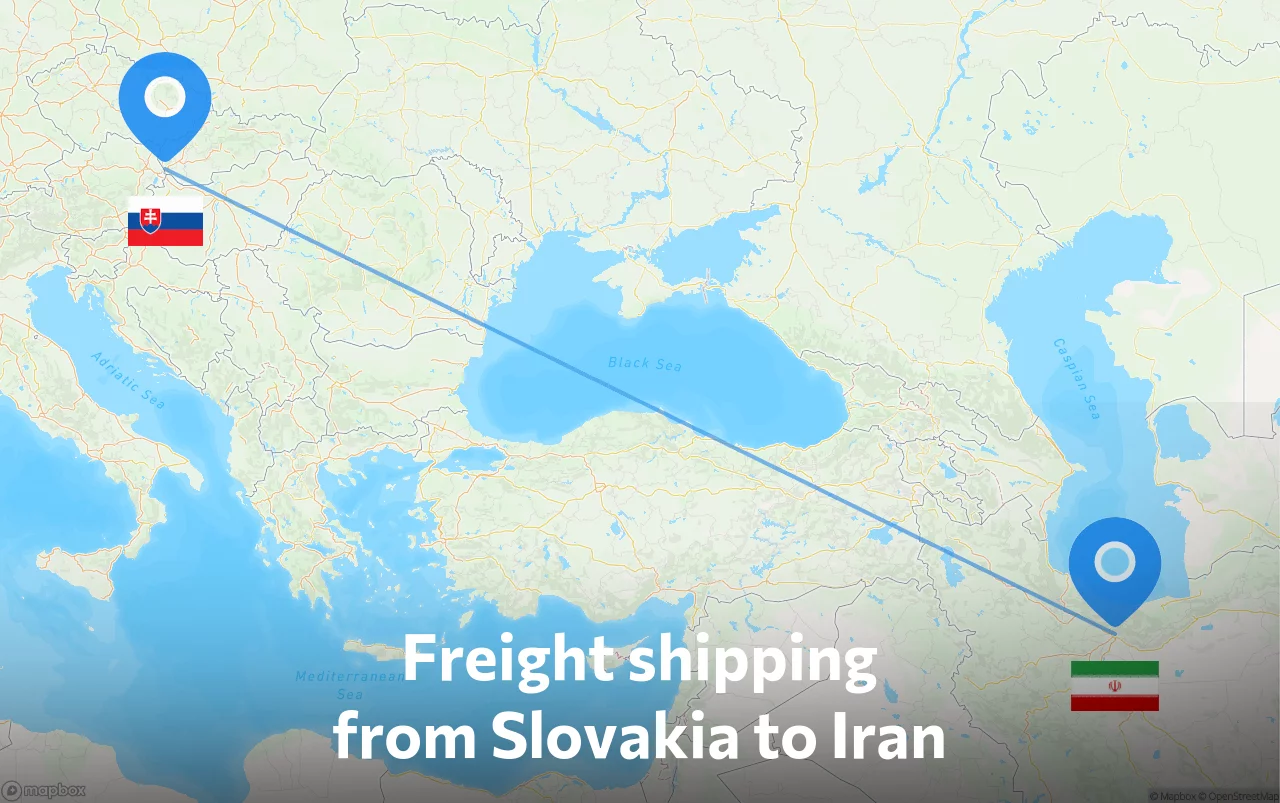Shipping route from Slovakia to Iran