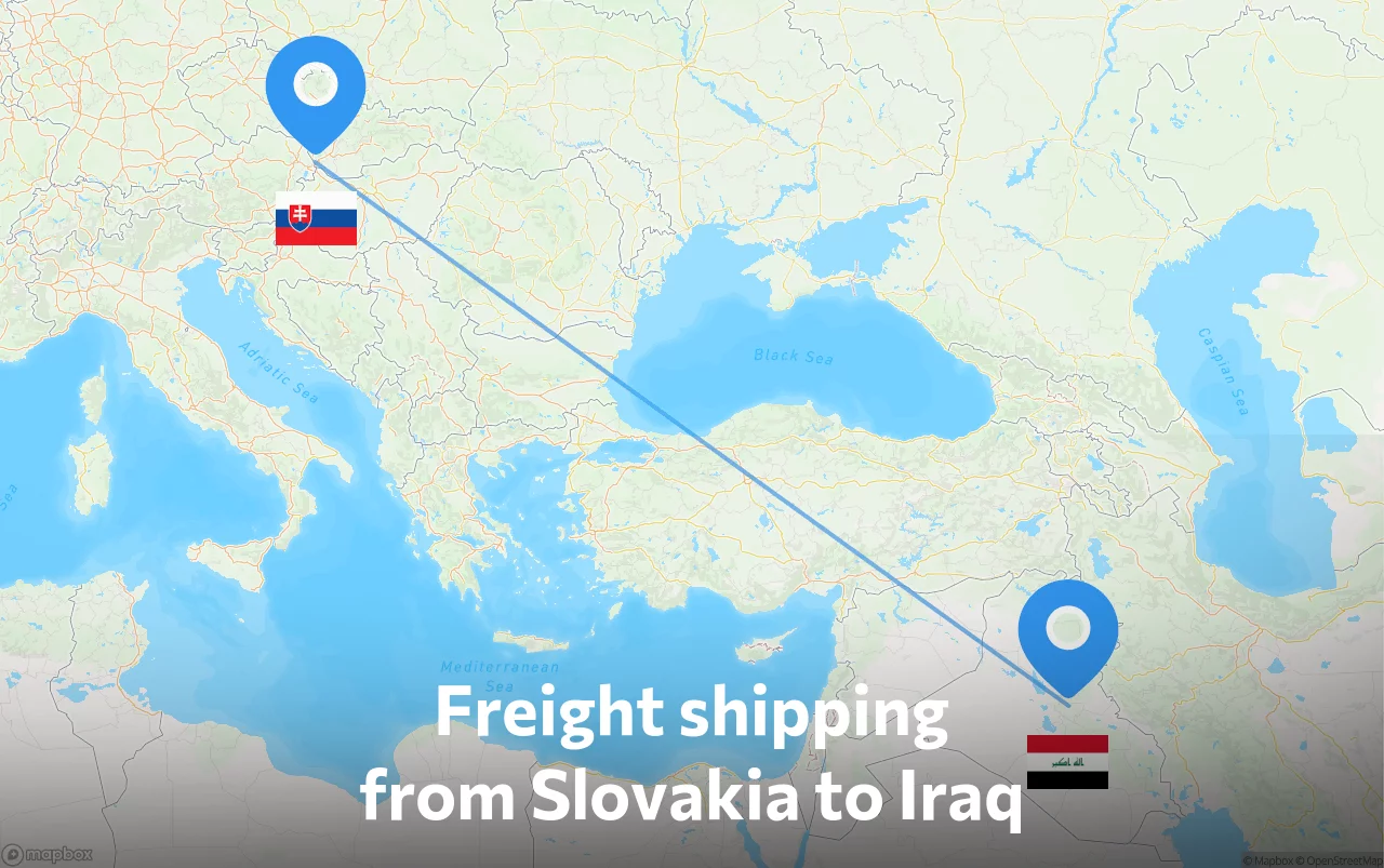 Shipping route from Slovakia to Iraq