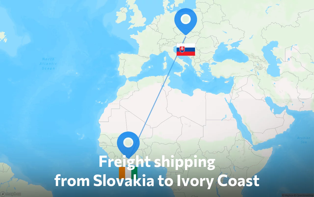Shipping route from Slovakia to Ivory Coast