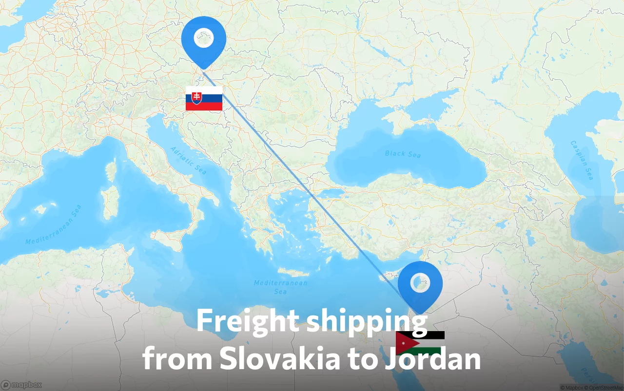 Shipping route from Slovakia to Jordan