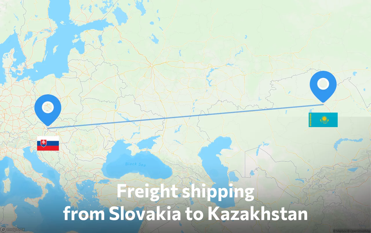 Shipping route from Slovakia to Kazakhstan