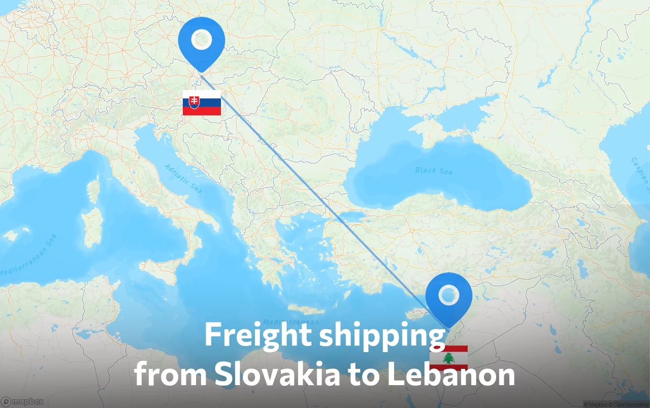 Shipping route from Slovakia to Lebanon